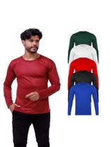 Kit Com 5 Camisetas Poliéster Manga Longa Cores Sortidas