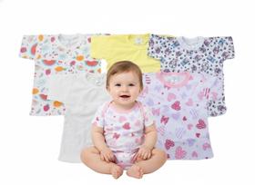 Kit Com 5 Camisetinhas bebê 100% Algodão cor:rosaTAMANHO:G