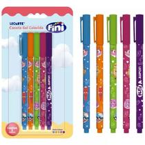Kit com 5 canetas em gel fini 0,6mm com corpo estampado