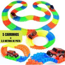 Kit com 5 Carrinho E 3,5 Metros De Pista Trilha Maluca