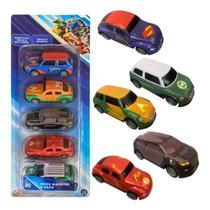 Kit Com 5 Carros Pull Back Liga Da Justiça