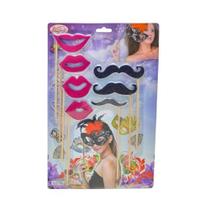 Kit Com 5 Cartela Palito Lábios E Bigode