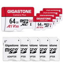 Kit com 5 Cartões de Memória Gigastone microSDXC 64GB com Adaptador