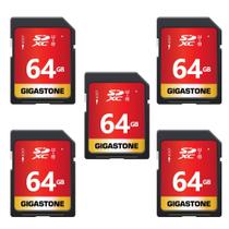 Kit com 5 Cartões SD Gigastone 64GB - UHS-I U1 Classe 10 SDXC