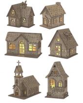 Kit com 5 Casinhas e 1 Igrejinha em MDF 3mm Luminárias Decorativas Kit com 5 Casinhas e 1 Igrejinha em MDF 3mm Luminárias Decorativas