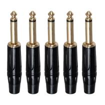 Kit com 5 Conectores P10 Mono Cirilo Cabos Preto Kit com 5 Conectores P10 Mono Cirilo Cabos Preto