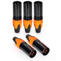 Kit com 5 Conectores Xlr Macho Linha Profissional Laranja Kit com 5 Conectores Xlr Macho Linha Profissional Laranja