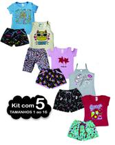 Kit com 5 Conjunto Infantil Juvenil Menina em Cotom Roupa Verão Menina 1 ao 16