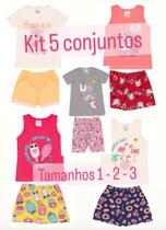 Kit com 5 Conjuntos Feminino Infantil -Tamanho 1 - Catolele