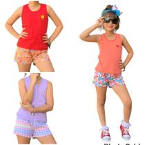 Kit com 5 Conjuntos Infantil Short Regata Menina