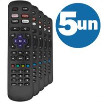 Kit com 5 Controles Remotos para Smart TV AOC Philco Roku Netflix GloboPlay DAZN