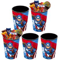 Kit com 5 Copos do Capitão América para Festa infantil Doces e Decoração Aniversário
