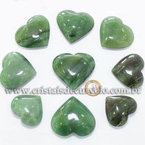 Kit com 5 Corações de Quartzo Verde Natural de 4,7 a 6,5 cm para Atacado