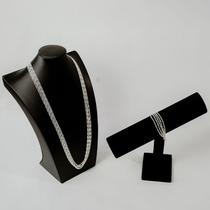 Kit com 5 Correntes 5 pulseira Prata 925 3x1 Elo Fino 3mm 70cm fecho gancho Prata Nacional Masculina ou Unissex