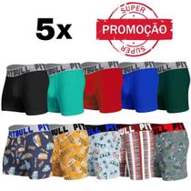 Kit Com 5 Cuecas Boxer Box Masculina Adulto Pitbull Atacado
