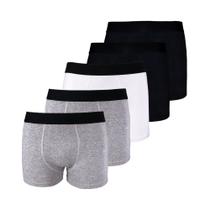 Kit com 5 Cuecas Boxer Box Try Basics Algodão Cotton Lisa Básica Casual Moda Masculina