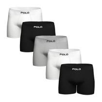 Kit Com 5 Cuecas Boxer Polo 781 Algodão Sem Costura Sortido