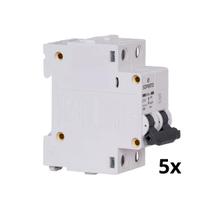 Kit com 5 disjuntor bipolar.10a din soprano (shb2-c010a)