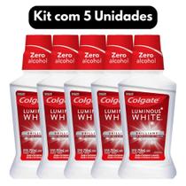 Kit com 5 Enxaguante Bucal Colgate Luminous White 250ml