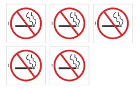 Kit com 5 Etiquetas de Sinalização Proibido Fumar - Autocolante - Tamanho Pequeno em PS (Poliestireno) Kit com 5 Etiquetas de Sinalização Proibido Fumar - Autocolante - Tamanho Pequeno em PS (Poliestireno)