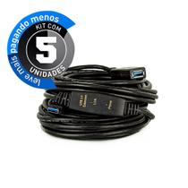 Kit com 5 Extensão USB 3.0 Ativo Repetidor Macho Fêmea 15 metros Kit com 5 Extensão USB 3.0 Ativo Repetidor Macho Fêmea 15 metros