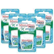 Kit com 5 Fio Dental J&J Reach Expansion Plus Menta 50m Kit com 5 Fio Dental J&J Reach Expansion Plus Menta 50m