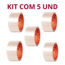 Kit com 5 Fita Adesiva Para Embalagem Transparente 45mm x 45mm
