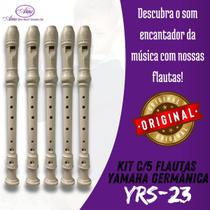 Kit com 5 Flautas Yamaha YRS23 Germânica Doce Soprano Acompanha Capa Original