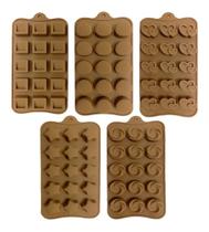 Kit Com 5 Formas Molde De Silicone Bombom Gelo Gelatina