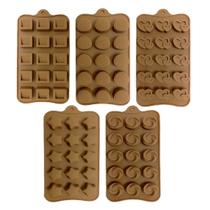 Kit Com 5 Formas Molde De Silicone Bombom Gelo Gelatina