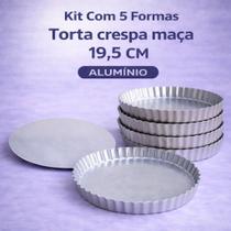 Kit Com 5 Formas Torta crespa maça 19,5 cm aluminio Kit Com 5 Formas Torta crespa maça 19,5 cm aluminio