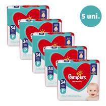 Kit Com 5 Fralda Pampers Supersec P Revenda Barato 170 Unid. Atacado