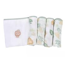 Kit Com 5 Fraldas 70x68cm Com Bainha Floresta Minasrey