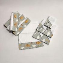 Kit com 5 Fraldinha de Boca Dupla Camada + 5 Toalhinha de Ombro Bebê 100% Algodão - Mãe e Filho Enxovais