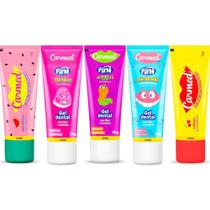 Kit com 5 gel dental carmed -1 beijos - 1 dentaduras - 1 minhocas - 1 cereja - 1 melancia