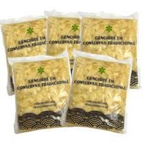 Kit Com 5 Gengibre Tradicional Fatiado Em Conserva 1Kg Cada