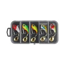 Kit Com 5 Iscas Artificiais De Metal Rígido Giratórias Tipo Colher VIB Para Pesca De Robalo Em Água Kit Com 5 Iscas Artificiais De Metal Rígido Giratórias Tipo Colher VIB Para Pesca De Robalo Em Água