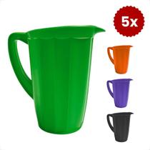Kit Com 5 Jarras 1,7L Coloridas em Plástico Resistente Para Uso Diário e Eventos Festas Piquenique
