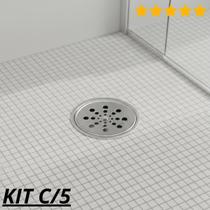 Kit com 5 kimetais ralo tampa grelha inox 10cm redonda