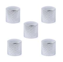 Kit Com 5 Knob Metal Para Guitarra Baixo Cromado Prata