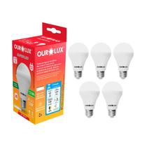 Kit Com 5 Lâmpadas LED Bulbo SUPERLED Ourolux 12W 6500K