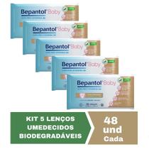 Kit com 5 Lenços Umedecidos Biodegradável 48un Cada Bepantol