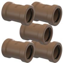 Kit Com 5 Luva De Correr PVC Marrom Com Aneis Para Tubos De Água Fria De 1/2” Polegadas 20mm Tigre