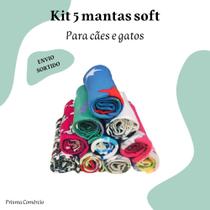 Kit com 5 Mantas Sortidas para Pets - Tecido Soft - Cobertor para Cães e Gatos