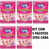 Kit Com 5 Marshmallows Torção Rosa Recheado 250g Fini