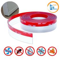 Kit Com 5 Metros Fita Adesiva Veda Fresta Transparente Porta Janelas Vedação Incolor 3m