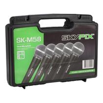 Kit Com 5 Microfones Profissionais Skypix Sk-Bm58-5 Com Case