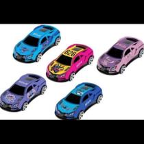 KIT COM 5 MINI CARRINHOS PULL BACK STITCH CANDIDE Cor:AZUL/ROSA