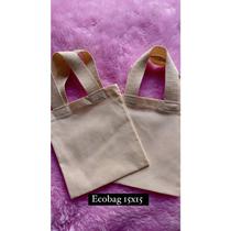 kit com 5 Mini Ecobags Lisa 15x15cm - 100% Algodão cru