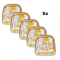 KIT COM 5 MINI mochila AMARELA infantil transparente cristal escola viagem lancheira piscina brinquedo